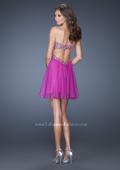 Picture of: Strapless Short Dress with a Ruched Bodice and Beaded Belt in Purple, Style: 19460, Back Picture