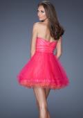Picture of: Strapless Short Prom Dress with Two Toned Tulle in Pink, Style: 19461, Back Picture