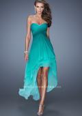 Picture of: High Low Strapless Ombre Prom Dress with Beaded Trimming in Green, Style: 19467, Main Picture