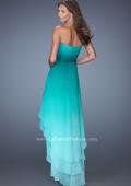 Picture of: High Low Strapless Ombre Prom Dress with Beaded Trimming in Green, Style: 19467, Back Picture