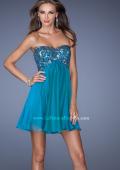 Picture of: Strapless Short Dress with Sequin Lace Bodice in Blue, Style: 19477, Detail Picture 1