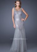 Picture of: Long Mermaid Sequin Prom Dress with Sheer Mesh Overlay in Silver, Style: 19485, Main Picture