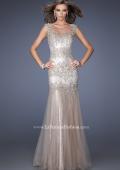 Picture of: Long Mermaid Sequin Prom Dress with Sheer Mesh Overlay in Nude, Style: 19485, Detail Picture 1
