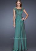 Picture of: Long Prom Dress with Sequin Bodice and Cap Sleeves in Green, Style: 19489, Main Picture