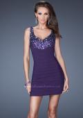 Picture of: Short Fitted Prom Dress with Beaded Stone Bodice in Purple, Style: 19507, Main Picture
