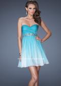 Picture of: Strapless Short Ombre Prom Dress with Beaded Belt in Blue, Style: 19514, Main Picture