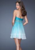 Picture of: Strapless Short Ombre Prom Dress with Beaded Belt in Blue, Style: 19514, Back Picture