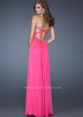 Picture of: Strapless Long Chiffon Prom Dress with Bejeweled Bodice in Pink, Style: 19528, Back Picture