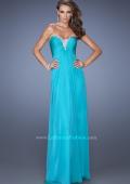 Picture of: Strapless Long Chiffon Prom Dress with Bejeweled Bodice in Blue, Style: 19528, Detail Picture 2