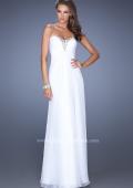 Picture of: Strapless Long Chiffon Prom Dress with Bejeweled Bodice in White, Style: 19528, Detail Picture 4