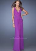 Picture of: Long Jersey Prom Gown with Embellished Illusion Neckline in Purple, Style: 19531, Main Picture