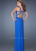 Picture of: Long Jersey Prom Gown with Embellished Illusion Neckline in Blue, Style: 19531, Back Picture