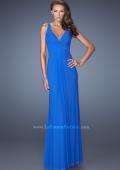 Picture of: Long Jersey Prom Gown with Embellished Illusion Neckline in Blue, Style: 19531, Detail Picture 2