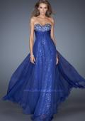 Picture of: Strapless Long Chiffon Prom Dress with Sequin Underlay in Blue, Style: 19543, Detail Picture 1