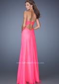 Picture of: Fitted Chiffon Prom Gown with Beaded Details on Bodice in Pink, Style: 19559, Back Picture