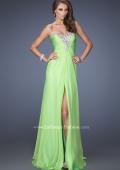 Picture of: Fitted Chiffon Prom Gown with Beaded Details on Bodice in Green, Style: 19559, Detail Picture 2