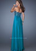 Picture of: Strapless Chiffon Prom Dress with Sequined Lace Bodice in Blue, Style: 19565, Back Picture