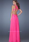 Picture of: Long A-line Chiffon Prom Dress with Sequin Underlay in Pink, Style: 19584, Back Picture