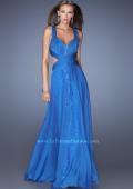 Picture of: Long A-line Chiffon Prom Dress with Sequin Underlay in Blue, Style: 19584, Detail Picture 1