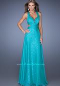 Picture of: Long A-line Chiffon Prom Dress with Sequin Underlay in Green, Style: 19584, Detail Picture 2