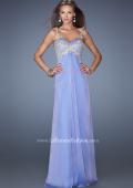 Picture of: Long Chiffon Prom Gown with Beaded Lace Details in Blue, Style: 19585, Main Picture