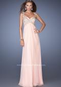 Picture of: Long Chiffon Prom Gown with Beaded Lace Details in Orange, Style: 19585, Detail Picture 1
