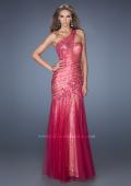 Picture of: One Shoulder Long Prom Dress with Fitted Ruching in Pink, Style: 19586, Main Picture