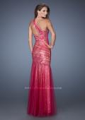 Picture of: One Shoulder Long Prom Dress with Fitted Ruching in Pink, Style: 19586, Back Picture