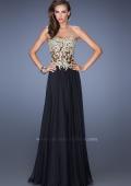 Picture of: Strapless Long Prom Dress with Sheer Lace Corset Bodice in Black, Style: 19593, Main Picture