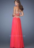 Picture of: Strapless Long Prom Dress with Sheer Lace Corset Bodice in Pink, Style: 19593, Back Picture