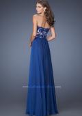 Picture of: Strapless Long Fitted Chiffon Gown with Lace Overlay Bodice in Blue, Style: 19605, Back Picture