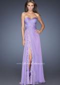 Picture of: Strapless Long Chiffon Prom Dress with Lace Trim Details in Purple, Style: 19630, Detail Picture 2