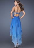 Picture of: High Low Ombre Prom Dress with Bejeweled Trim in Blue, Style: 19634, Back Picture