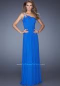 Picture of: One Shoulder Jersey Prom Dress with Embellished Straps in Blue, Style: 19639, Main Picture