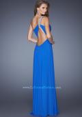 Picture of: One Shoulder Jersey Prom Dress with Embellished Straps in Blue, Style: 19639, Back Picture