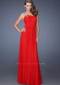 Picture of: One Shoulder Jersey Prom Dress with Embellished Straps in Red, Style: 19639, Detail Picture 1