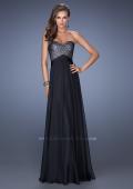 Picture of: Long Chiffon Prom Dress with Sweetheart Sequined Bodice in Black, Style: 19641, Detail Picture 4