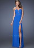 Picture of: Strapless Sweetheart Long Prom Dress with Rhinestone Belt in Blue, Style: 19671, Main Picture
