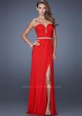 Picture of: Strapless Sweetheart Long Prom Dress with Rhinestone Belt in Red, Style: 19671, Detail Picture 2