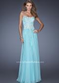 Picture of: Strapless Chiffon A-line Prom Dress with Lace Underlay in Blue, Style: 19673, Main Picture