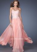 Picture of: Strapless Chiffon A-line Prom Dress with Lace Underlay in Pink, Style: 19673, Detail Picture 1