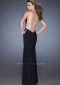 Picture of: Fitted Ruched Mermaid Prom Dress with Sheer Jeweled Back in Black, Style: 19678, Detail Picture 1