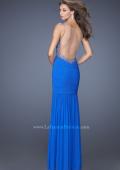 Picture of: Fitted Ruched Mermaid Prom Dress with Sheer Jeweled Back in Blue, Style: 19678, Detail Picture 2