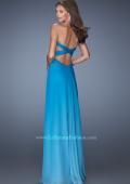 Picture of: Long Strapless Chiffon Prom Gown with Strappy Open Back in Blue, Style: 19686, Back Picture