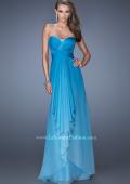 Picture of: Long Strapless Chiffon Prom Gown with Strappy Open Back in Blue, Style: 19686, Detail Picture 2