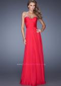 Picture of: Long Strapless Chiffon Prom Dress with a Gathered Bodice in Pink, Style: 19691, Main Picture