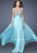 Picture of: Long Chiffon Prom Dress with Bedazzled Sheer Bodice in Blue, Style: 19694, Main Picture