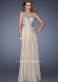 Picture of: Long Chiffon Prom Dress with Bedazzled Sheer Bodice in Nude, Style: 19694, Detail Picture 1