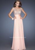 Picture of: Long Chiffon Prom Dress with Bedazzled Sheer Bodice in Pink, Style: 19694, Detail Picture 2