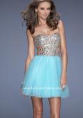 Picture of: Short Prom Dress with a Bedazzled Bodice and Tulle Skirt in Blue, Style: 19701, Main Picture